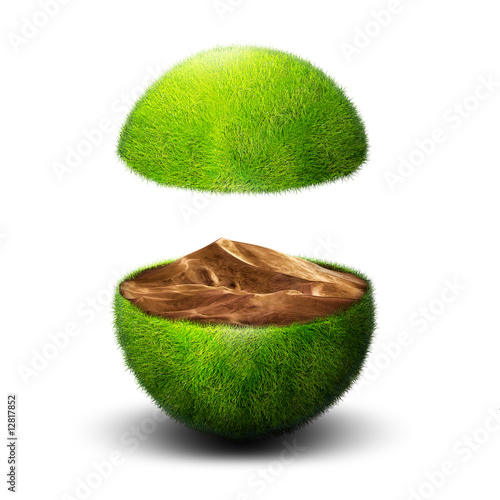 Illustration: Green planet with sand dune inside Green planet with sand dune inside