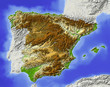 Spain, shaded relief map, colored for elevation Spain, shaded relief map, colored for elevation