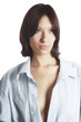 The woman in the man's shirt