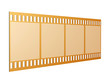 golden film strip isolated on white
