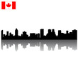 Black vector Montreal silhouette skyline with Canadian flag