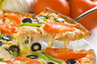 homemade pizza with fresh tomato olive mushroom cheese homemade pizza with fresh tomato olive mushroom cheese