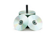 Spindle of cd disks isolated on white