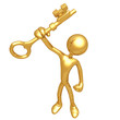 Holding in hand a gold key
