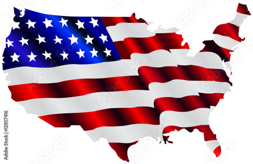 American Map And Flag