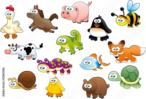 Vettoriale: Cartoon animals and pets Cartoon animals and pets
