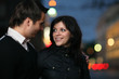 Beautiful young couple together in city. Shallow DOF.