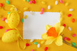 Easter greeting card, yellow background