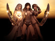 female characters wizard, barbarian, druid