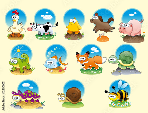 Cartoon Animals And Pets With Background