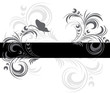 banniere floral tribal noir