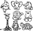 Silhouette of wild animals, vector