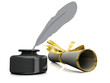 Inkwell and pen.