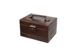 Brown leather jewelry box  isolated on white
