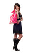 woman with pink bag