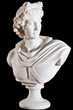 Classical marble white Apollo Bust isolated on black background Classical marble white Apollo Bust isolated on black background