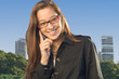 Cute Lawyer Talking on the Phone sunny Outdoor Cute Lawyer Talking on the Phone sunny Outdoor