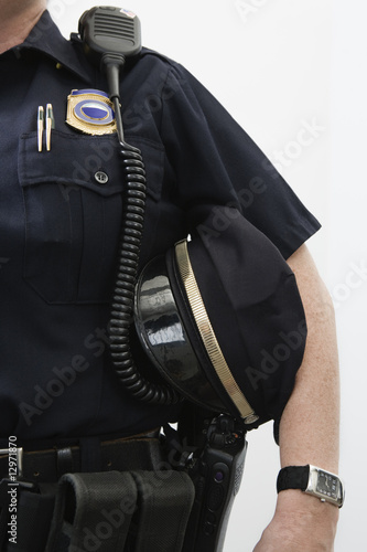 Photo: Close up of a police sergeant's cap. Close up of a police sergeant's cap.