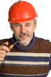 Elderly smiling worker