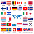Detailed industrialized country flags and world map Detailed industrialized country flags and world map