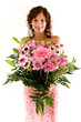 Foto: Frau mit Blumenstrauss Frau mit Blumenstrauss