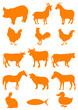 Set of farm animal shapes