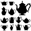 Tea and coffee pots - vector silhouette set Tea and coffee pots - vector silhouette set