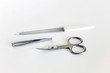 nail scissors, nailfile and tweezers
