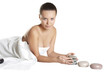 The beautiful girl about aroma by candles The beautiful girl about aroma by candles