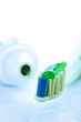 toothbrush with green toothpaste. dental care