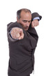 Mature business man pointing forward