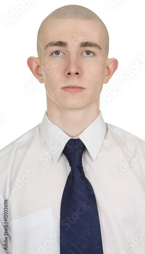 Portrait of the young man on a white background