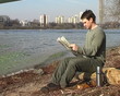 reading newspaper