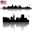 Black vector San Francisco & Miami silhouette skyline
