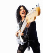 Portrait of a man playing his guitar, isolated over white Portrait of a man playing his guitar, isolated over white