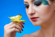 model with butterfly bodyart model with butterfly bodyart
