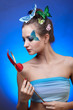 model with butterfly bodyart model with butterfly bodyart