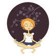 femme yoga rond violet