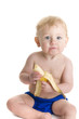 Happy baby eats banana Happy baby eats banana