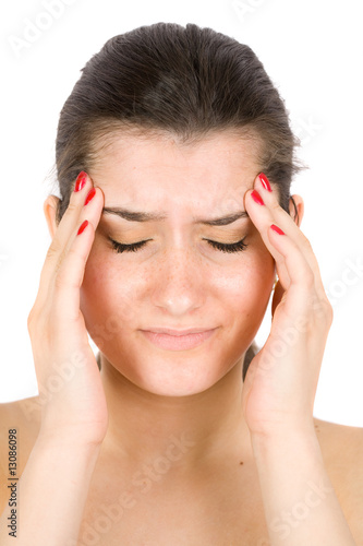 Photo: Brunette with migraine Brunette with migraine