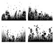 set of meadows silhouettes