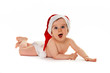 Kleines Kind baby mit Weihnachtsmann Mütze Kleines Kind baby mit Weihnachtsmann Mütze