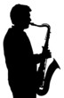 Illustration: silhouette of man playing the saxophone silhouette of man playing the saxophone