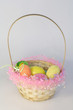Colored easter eggs in a basket
