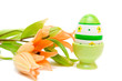 easter egg and orange lily isolated on white