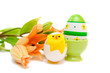 easter egg and orange lily isolated on white