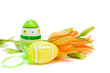 easter egg and orange lily isolated on white