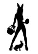 Illustration: silhouette of sexy woman dressed as bunny on white silhouette of sexy woman dressed as bunny on white