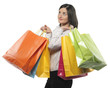.portrait of one happy young adult girl with colored bags.. .portrait of one happy young adult girl with colored bags..