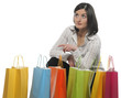.portrait of one happy young adult girl with colored bags.. .portrait of one happy young adult girl with colored bags..